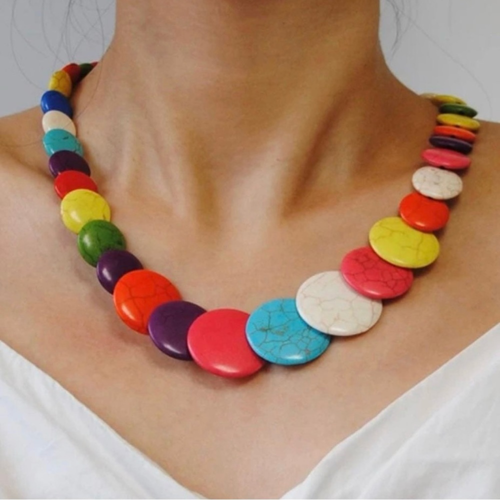 Multicolor Colorblock Polyresin Statement Piece N… - image 4